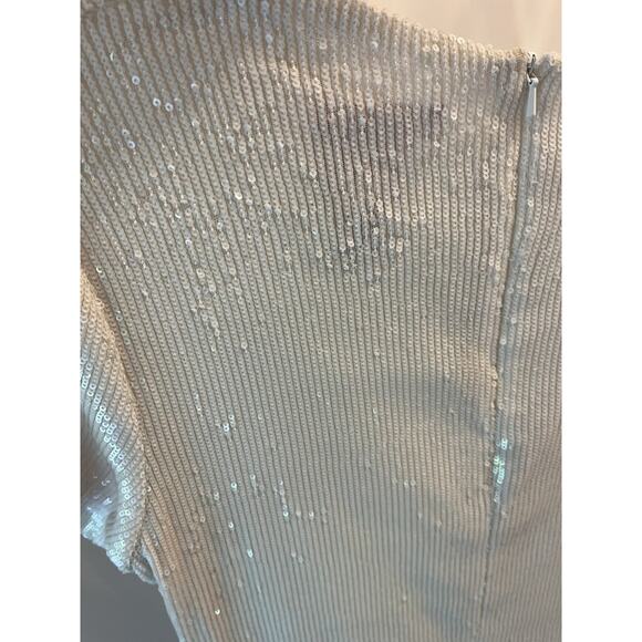 Tory Burch Small Sequin Dress Sheath Ivory Holiday Party Preppy Coquette Fairy - Picture 5 of 6